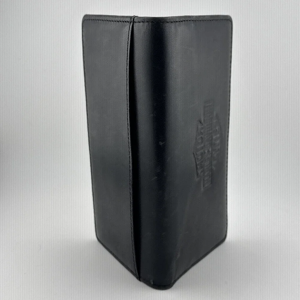 Harley-Davidson Black Leather Checkbook Wallet Checkbook Cover ID Window